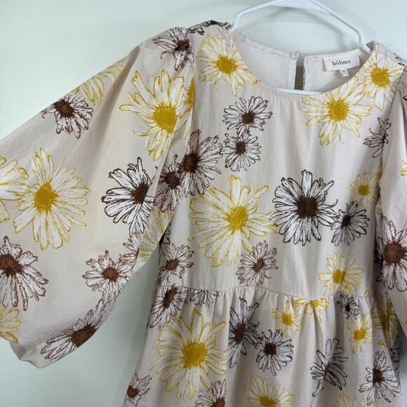 Floral Tiered Puff Sleeved Bohme Dress XS Mini Cottagecore Feminine Bloomcore - Picture 5 of 13